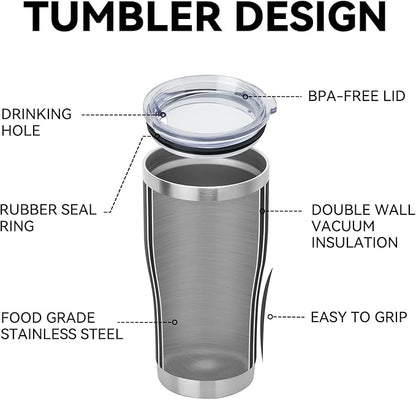 DOMICARE 20oz Tumbler with Lid Stainless Steel Tumblers Bulk, Double Wall Vacuum Insulated Coffee Travel Mug Powder Coated Tumbler, 4 Pack Black