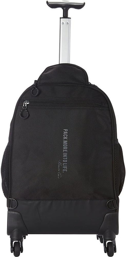 Kenneth Cole REACTION 17" Polyester Dual Compartment 4-Wheel Laptop Backpack, Black