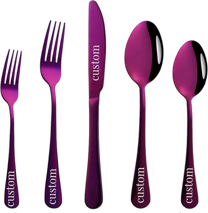 Stainless Steel Customized Flatware Set, Engraving Name Knife Forks Spoon