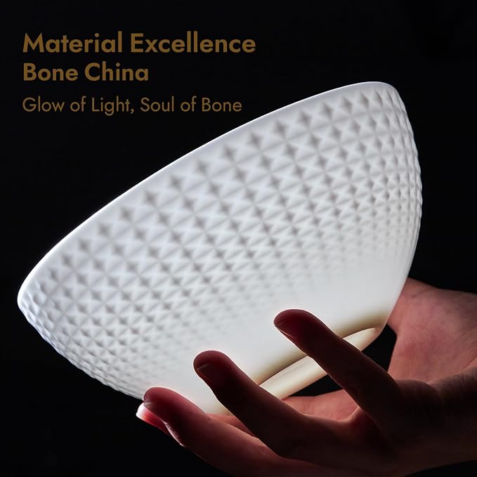 18Pc Rhombus Edge White Bone China Set, Service