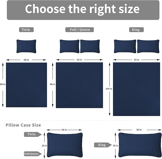 Easy-Going Twin Size Reversible Quilt Set with 1 Quilt and 1 Pillow Sham, Soft Bed Quilt Cover, Water Resistant Lightweight Microfiber Bedspread, Stain Resistant, Olive Leaf-Dark Blue/Light Blue