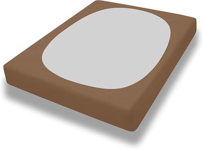 PureFit Stretchy Box Spring Cover Queen - Elastic Fitted Box Spring Wrap Around 4 Sides, Wrinkle & Fading Resistant Fits Queen Size Beds, Brown