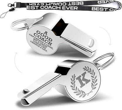 fkovcdy Letters Coach Gifts, Whistle for Coaches, Whistle Emergency, Thank You Coach Gifts, Coaches Whistle with Lanyard Coach Gift for Men Women Teachers Referees Sports Coach Outdoor,Letter K