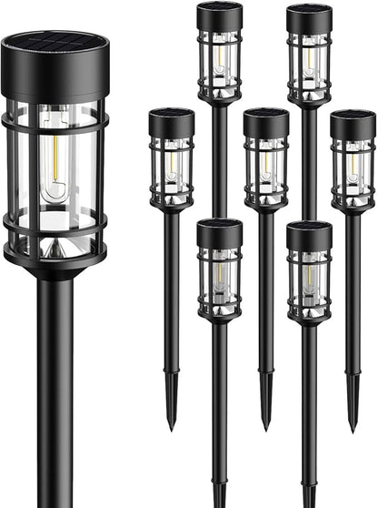 Solar Lights Outdoor Waterproof, 8 Pack 21" Solar Pathway Lights