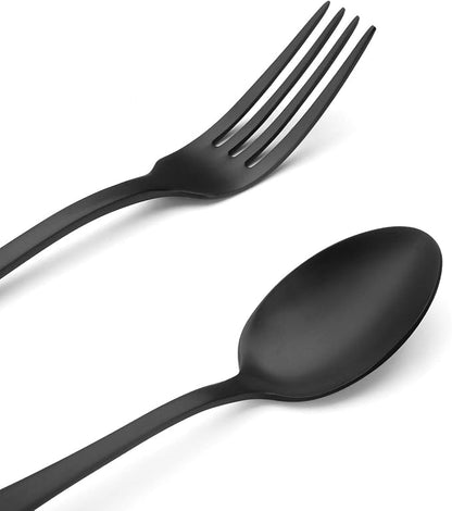 Matte Black Silverware Set, Satin Finish 20-Piece Stainless Steel Flatware Set