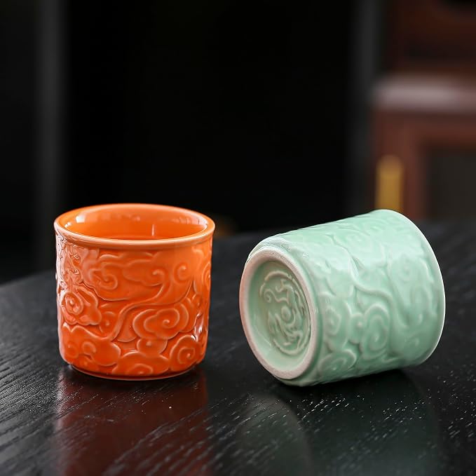 Ceramic Espresso Cups Set of 2-3oz Demitasse Cups