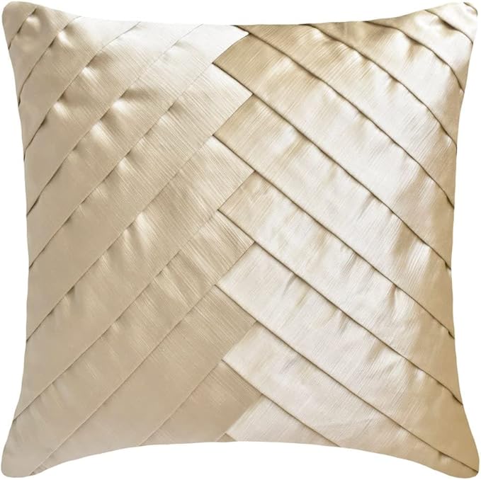 The HomeCentric King/Queen/Twin Ivory Designer Twin 53"x18" Bed Runner with Pillow Cover, Pintucks, Textured & Satin Bed Scarf on Satin Fabric - Glazed Satin