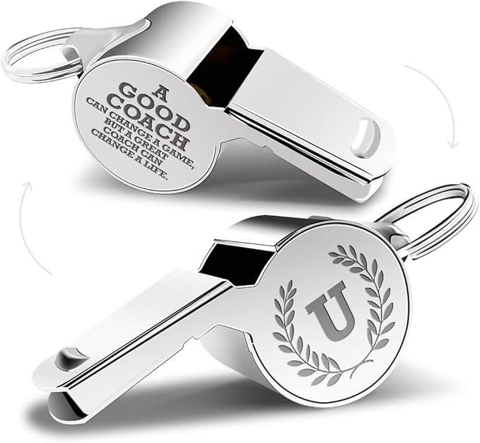 Letters Coach Gifts, Whistle for Coaches, Whistle Emergency, Thank You Coach Gifts, Coaches Whistle with Lanyard Cheer Coach Gift for Men Women Teachers Referees School Sports Coach Outdoor, Letter U