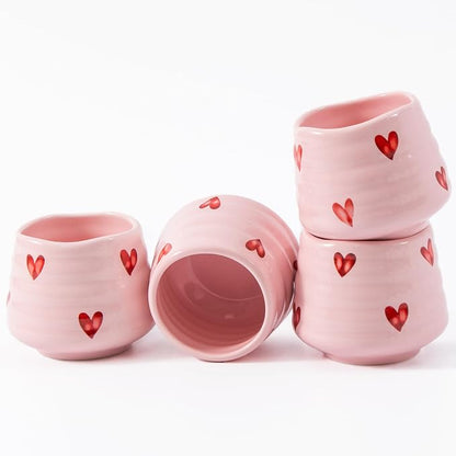 4pcs Japanese Tea Cup Set – Mini Size Cup 5OZ Ceramic Matcha Cup, Handless