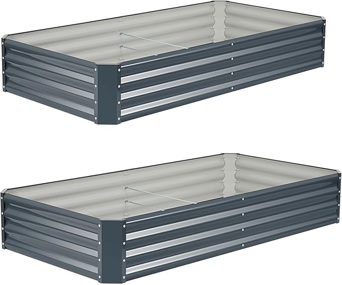 ZORMY 2Pack 6×3×1ft Galvanized Raised Garden Bed Kit, Metal Planter Boxes