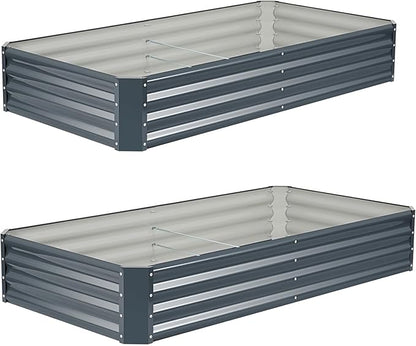 ZORMY 2Pack 6×3×1ft Galvanized Raised Garden Bed Kit, Metal Planter Boxes