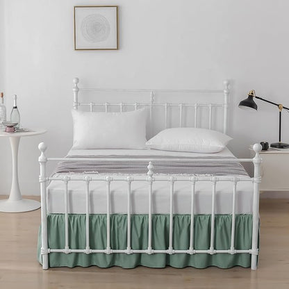 Bed Skirt King Size Ruffled Bed Skirts with Split Corners,18 Inch Drop Dust Ruffle Bed Skirt with Platform, King, 18 Inch, Sage Green