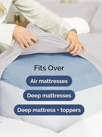 Extra Deep Cal King Fitted Sheet - Hotel Luxury Single Fitted Sheet Only - Easily Fits 18 inch to 24 inch Mattress - Ultra Soft, Wrinkle Free w/Extra Deep Pockets - Breathable & Comfy - French Grey