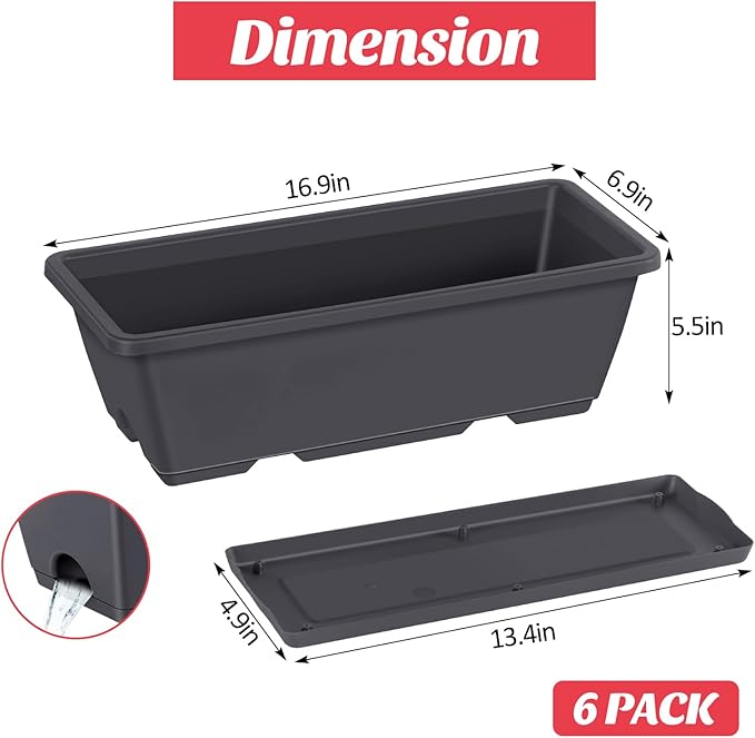 CADUKE Railing Planter Boxes 6 PCS, Planter Boxes