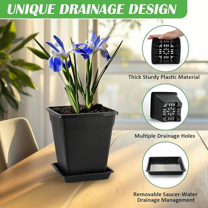 BTPLASTIK 9 Inch Square Planters