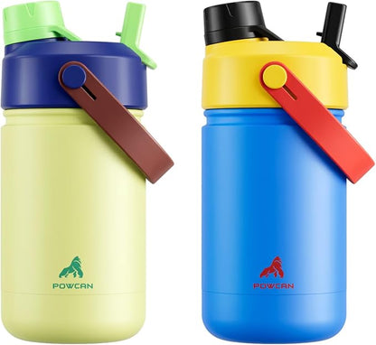 POWCAN 2 Pack 12 oz Kids Insulated Water Bottle