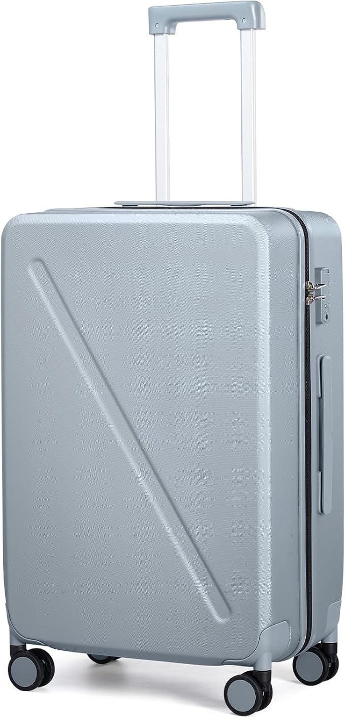 MILADA Hard Case Luggage, 24 Inch Luggage With Spinner Wheels, Checked Luggage TSA Approved Medium Suitcase Checked Bag For Women Men Business, Grey