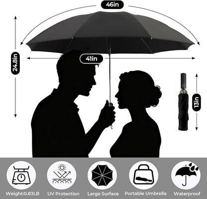 LLanxiry Compact Travel Umbrella, Mini Windproof Umbrellas for Rain & Sun, Small Lightweight Outdoor UV Umbrella, Portable Folding Umbrellas for Travel