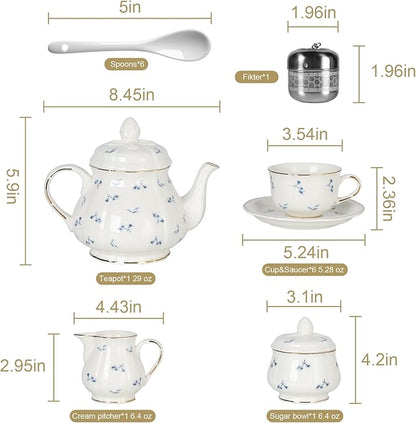 Sweejar 23 Pcs Floral Tea Sets