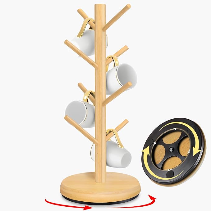 Mug Holder Tree, New Upgraded 360° Rotated 8 Hooks Coffee Cup Holder