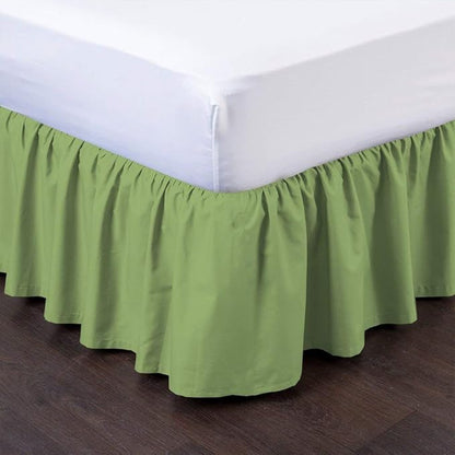 Bed Skirt - Ruffled Bed Skirt (Full XXL, Sage) 12 Inch Drop Dust Ruffle with Platform, 100% Cotton 800 Thread Count Fabric - Dust Ruffle Bedskirt for Easy Fitting and Easy Care