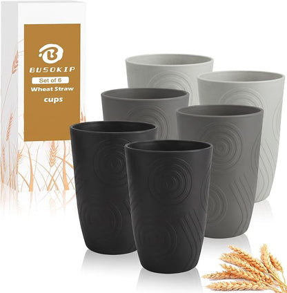 Wheat Straw Cups 6 PCS - 16 OZ Drinking Glasses