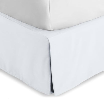 Bare Home Full XL Bed Skirt - 15-Inch Tailored Drop Easy Fit - Bed Skirt for Full Extra Long Beds - Center & Corner Pleats (Full XL, White)
