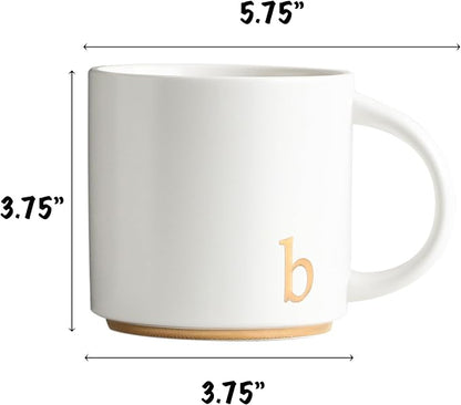 COLLECTIVE HOME Ceramic Coffee Mug, 15 oz Monogram Cup