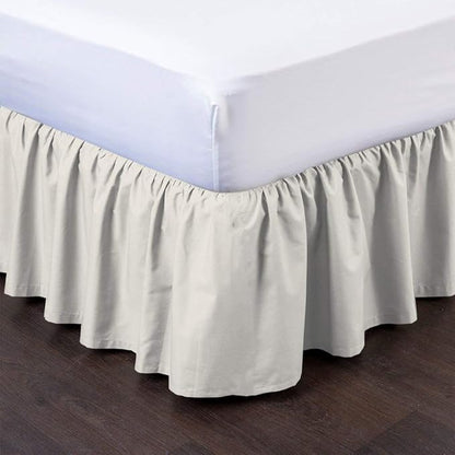 Ruffled Bed Skirt (Queen, Ivory) 18 Inch Drop Dust Ruffle with Platform, 100% Cotton 600 Thread Count Fabric, Gathered Styling, Available in All Bed Sizes and 23 Colors - Bedskirt