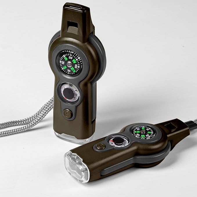 Emergency Survival Function Whistle, Outdoor Multifunctional Tool Safety Whistle with Lanyard, Ideal for Kayaking, Boating, Hiking, Camping, Climbing, Hunting, Fishing, Rescue Signaling