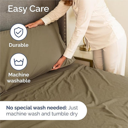 Twin XL Size 3 Piece Sheet Set - Comfy Breathable & Cooling Bed Sheets Set - Hotel Luxury Bedding for Women, Men, Kids, Teens, Boys & Girls - Deep Pockets, Ultra-Soft, Wrinkle Free - Oeko-Tex - Khaki