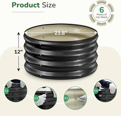 GreatBuddy 2x2x1 ft Round Galvanized Raised Bed, Easy-Assembly Raised Garden Bed