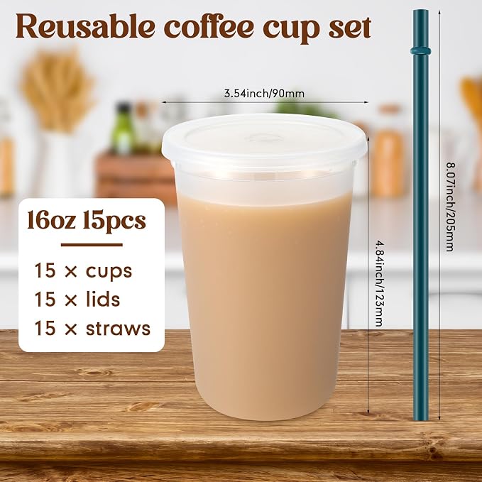 Lounsweer 15 Pcs Clear Reusable Cups