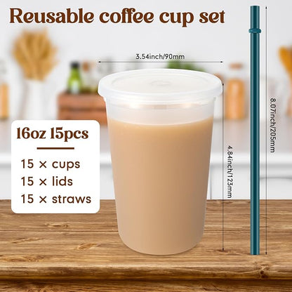 Lounsweer 15 Pcs Clear Reusable Cups