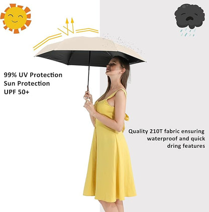 BAODINI Small UV Protection Travel Umbrella Compact for Rain and Sun UPF 50+ 41 inch Portable Umbrella for Women and Men