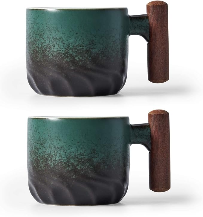 Ceramic Espresso Cups with Wooden Handle Espresso Shot Cups Ceramic Tea Cups
