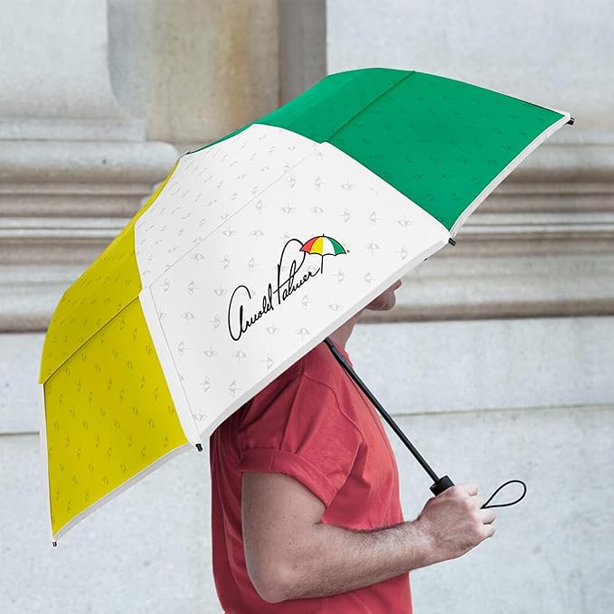 Weatherman Arnold Palmer Compact Collapsible Umbrella for Car and Backpack - Windproof, Resists Up to 55 MPH Winds - Protection From Wind, Rain & Sun (Classic)