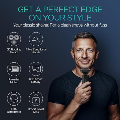 VOYOR Electric Razor for Men Cordless Shavers for Shaving with face sideburn Nose Ear Hair Rechargeable Wet Dry Waterproof TX410 New (New Version-Grey)