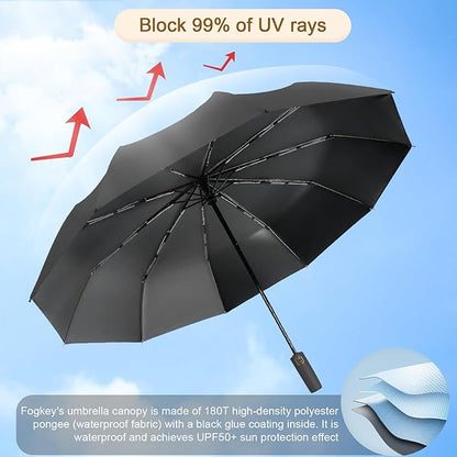 2-Pack Windproof, Waterproof, UV-Blocking Portable Travel Umbrella, Compact Sun & Rain Folding Umbrella, Double Rib Structure, Large Auto Open and Close Car Umbrella