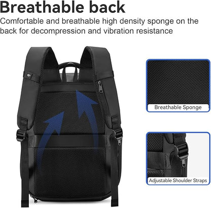 SOKOK Carry On Travel Backpack Waterproof Business Backpack with Laptop Compartment, Slim Hardshell Computer Backpack for Men and Women, Black