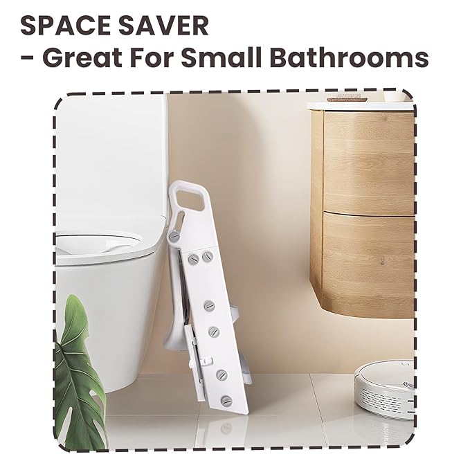 Primlect Space-Saving Potty Training Seat with Ladder, Adjustable Step and Toilet Seat Height, Top Handles for Easy Climbing, Easy to Carry, Portable Toddler Toilet Trainer for Small Bathrooms