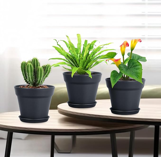 4 inch Small Plastic Nursery Pots, 16 Pack Plant Pots