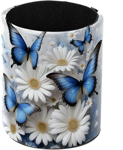 Butterflies and Daisies Leather Pen Holder