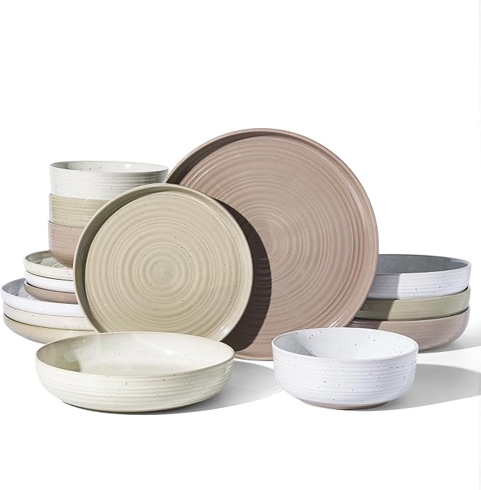 Stoneware Dinnerware Sets with Pasta Bowls, Service