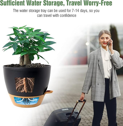12inch 2Pack Large Self Watering Planters, Plastic Plant Pots