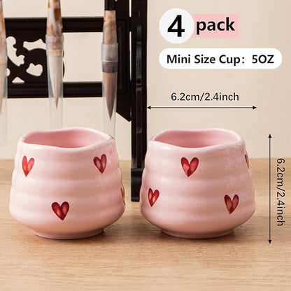 4pcs Japanese Tea Cup Set – Mini Size Cup 5OZ Ceramic Matcha Cup, Handless