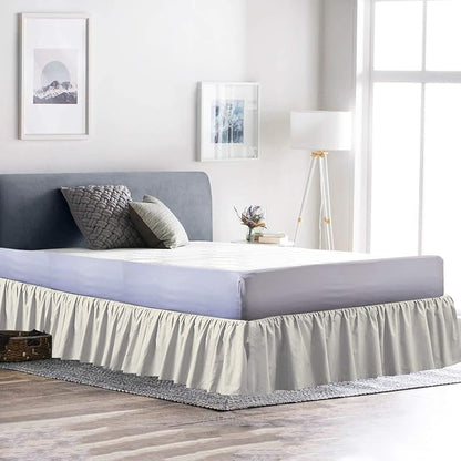Bed Skirt - Ruffled Bed Skirt (Olympic Queen, Ivory) 12 Inch Drop Dust Ruffle with Platform, 100% Cotton 800 Thread Count Fabric - Dust Ruffle Bedskirt for Easy Fitting and Easy Care