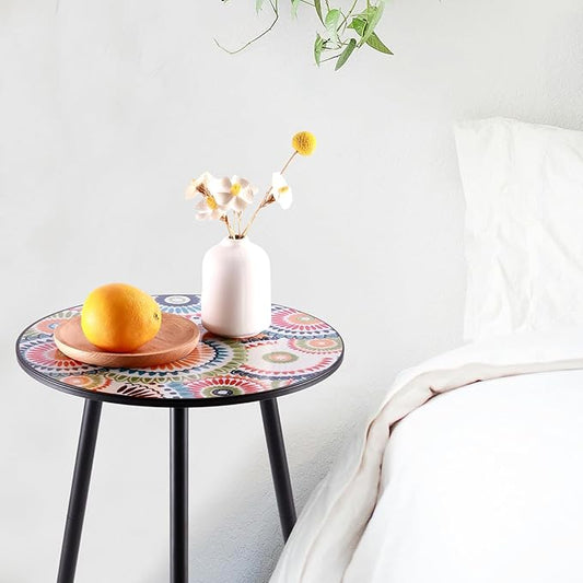 1 Pack Metal Outdoor Side Table Small Outside Round End Table