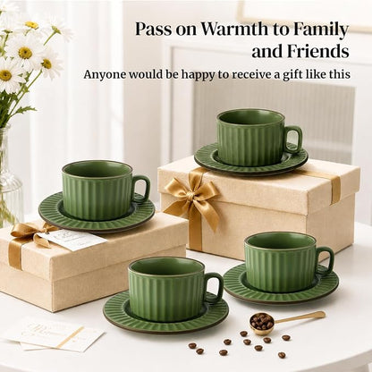 DOWAN Cappuccino Cup Set of 4, 8 OZ Ceramic Coffee Cups