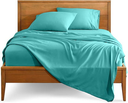 Bare Home Ultra-Soft Split Head Flex King Sheet Set - Luxury 1800 - Hydro-Brushed - Deep Pockets - Easy Fit - 4 Piece Set - Bedding Sheets & Pillowcases (Split Head Flex King, Turquoise)